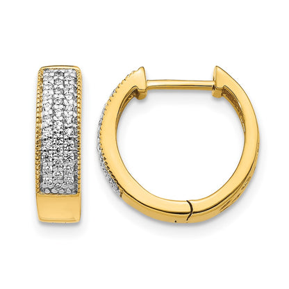 10K Yellow Gold Diamond Hinged Hoop Earrings