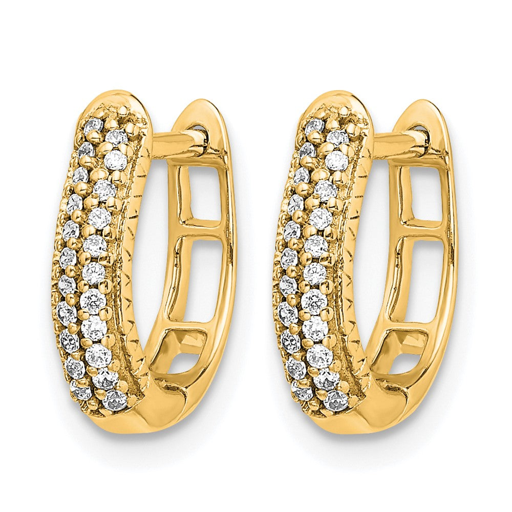 10K Yellow Gold Polished Diamond Hinged Hoop Earrings