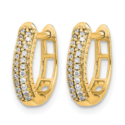 10K Yellow Gold Polished Diamond Hinged Hoop Earrings