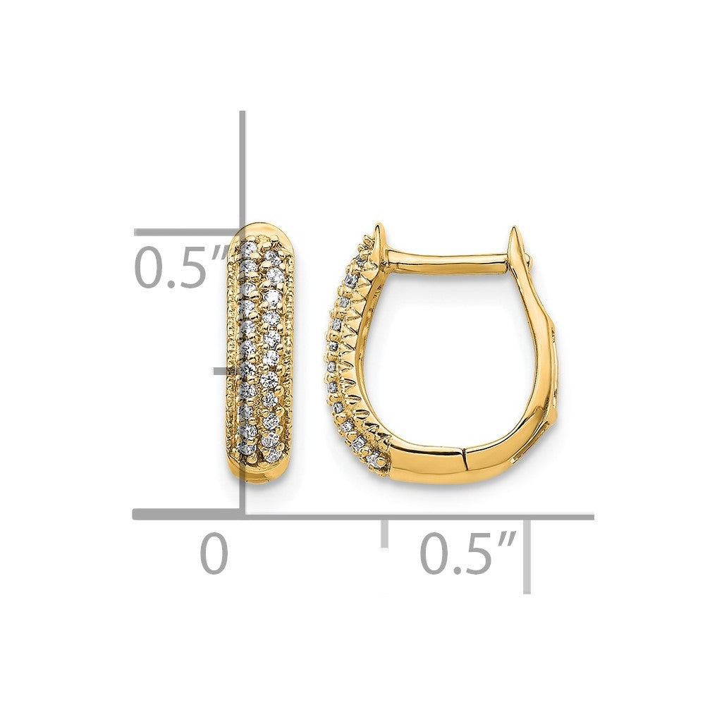 10K Yellow Gold Polished Diamond Hinged Hoop Earrings