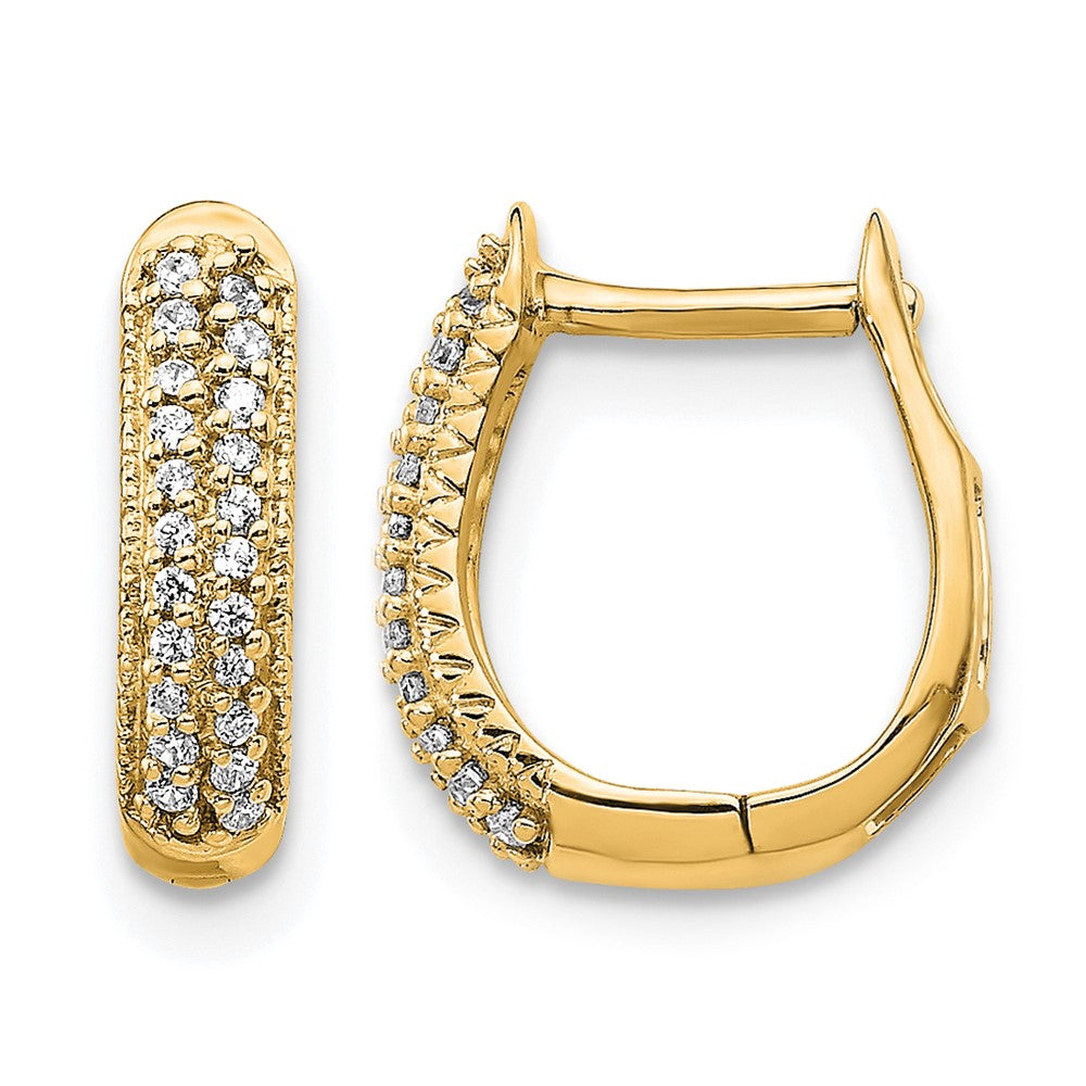 10K Yellow Gold Polished Diamond Hinged Hoop Earrings