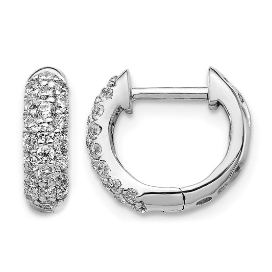10K White Gold Diamond Hinged Hoop Earrings