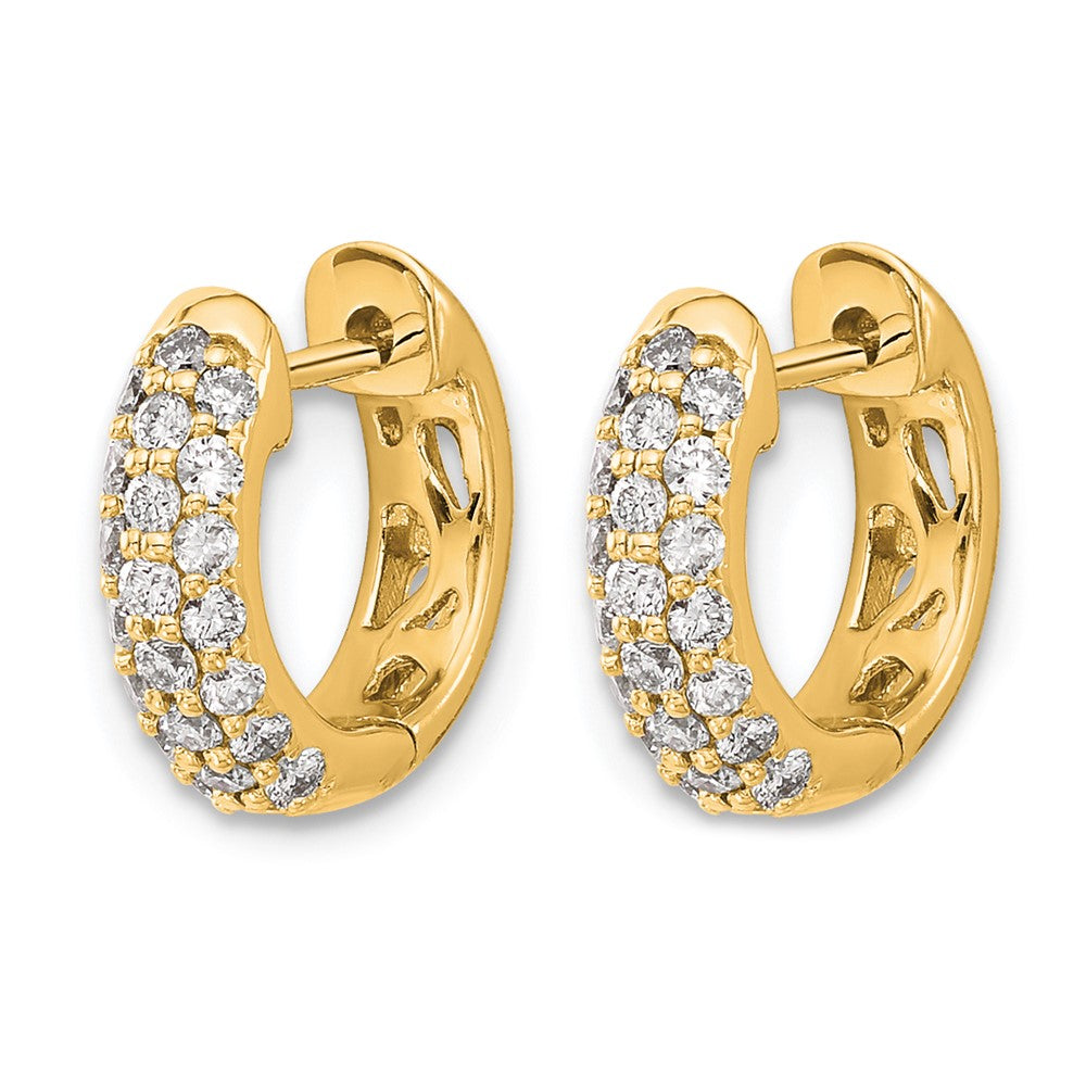 10K Yellow Gold Diamond Hinged Hoop Earrings