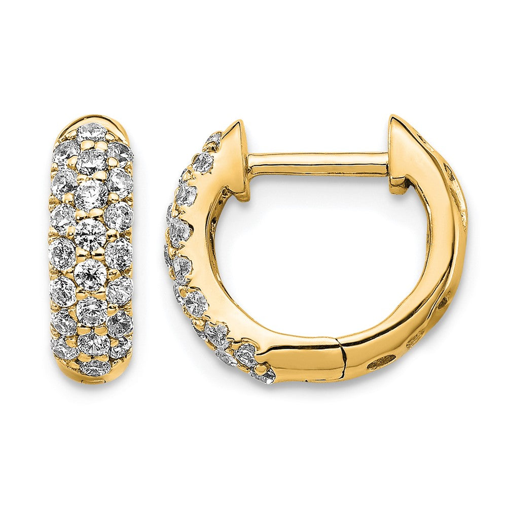 10K Yellow Gold Diamond Hinged Hoop Earrings