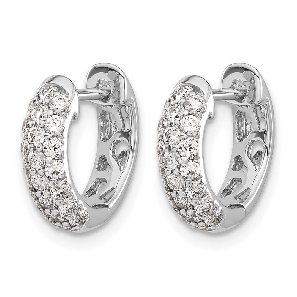 10K White Gold Diamond Hinged Hoop Earrings