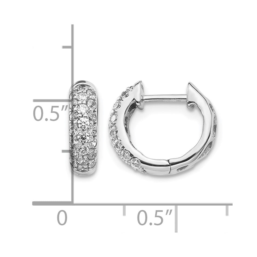 10K White Gold Diamond Hinged Hoop Earrings