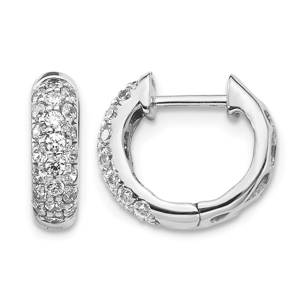 10K White Gold Diamond Hinged Hoop Earrings