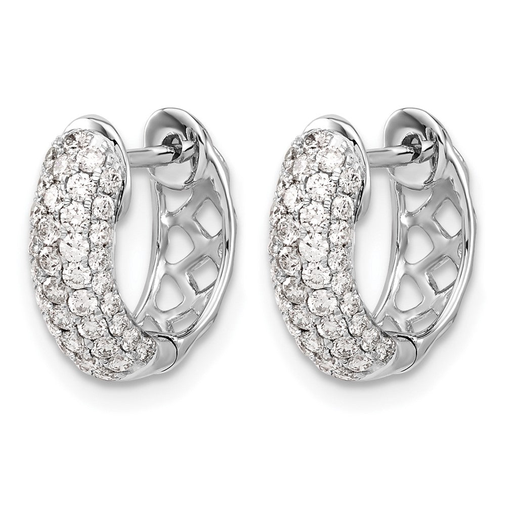 10K White Gold Diamond Hinged Hoop Earrings
