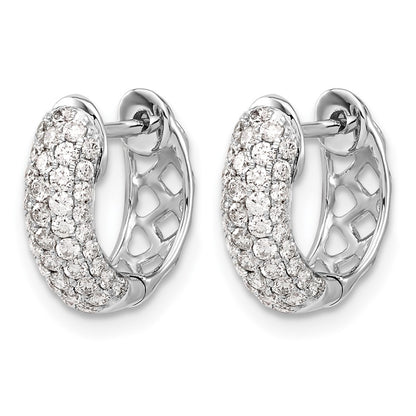 10K White Gold Diamond Hinged Hoop Earrings