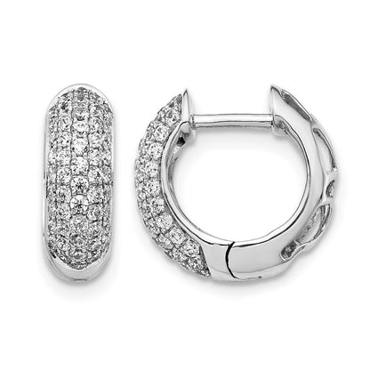 10K White Gold Diamond Hinged Hoop Earrings