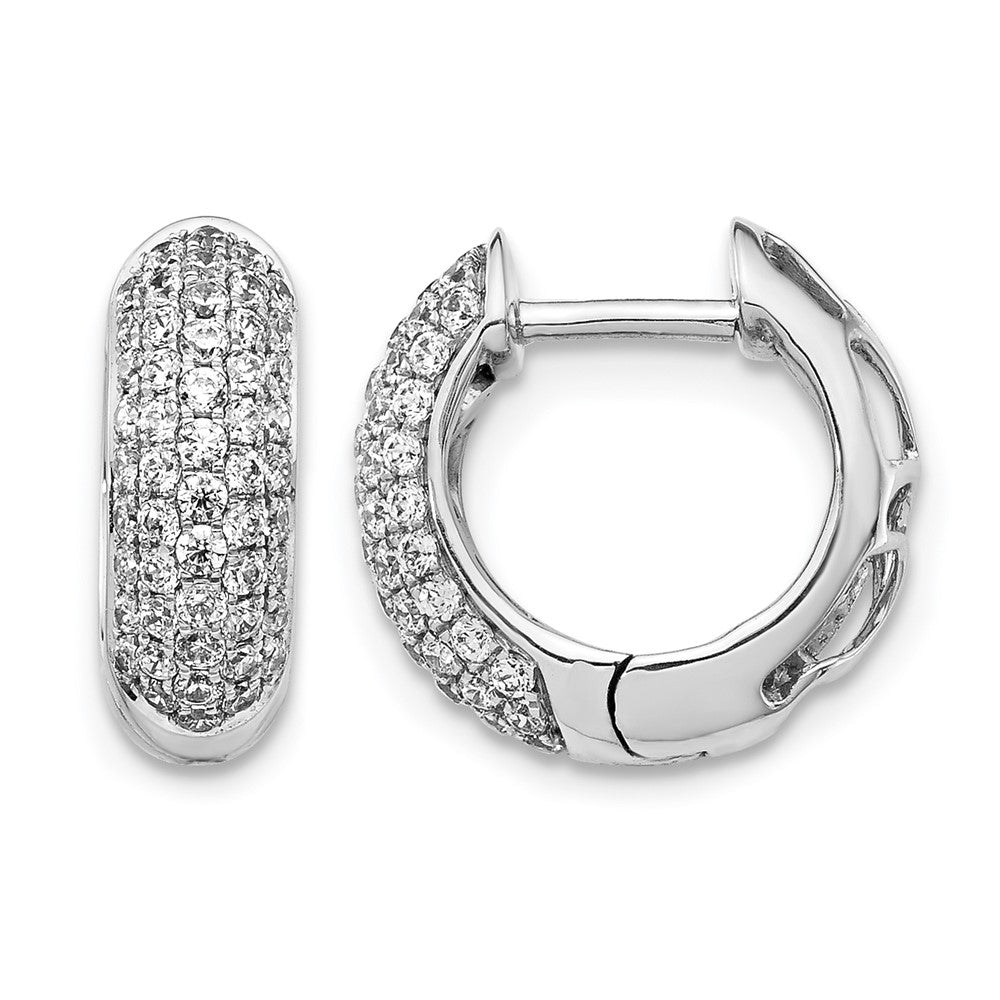 14k White Gold 3/4 Ct. Lab Grown Diamond VS/SI+ G+ Hinged Hoop Earrings