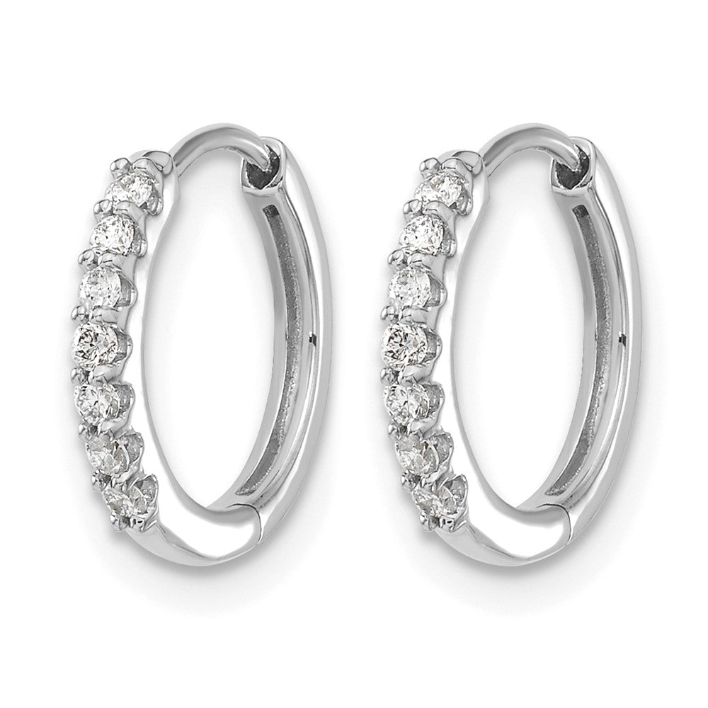 10K White Gold Diamond Hinged Hoop Earrings