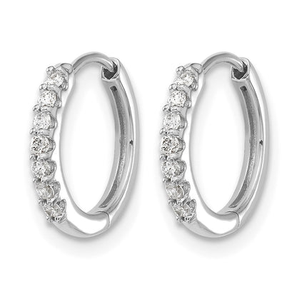 10K White Gold Diamond Hinged Hoop Earrings