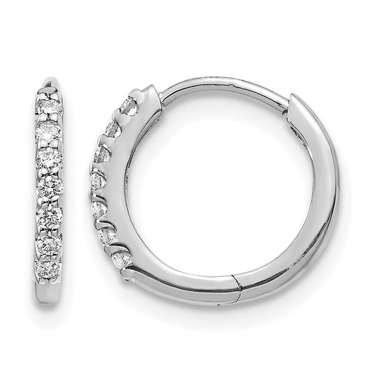 10K White Gold Diamond Hinged Hoop Earrings
