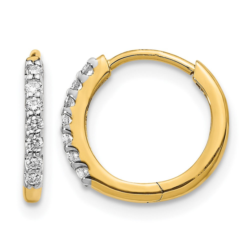 10K Yellow Gold Diamond Hinged Hoop Earrings