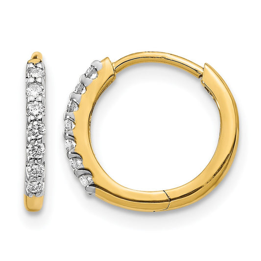 10K Yellow Gold Diamond Hinged Hoop Earrings