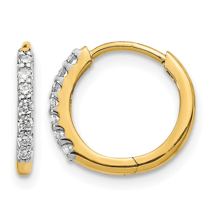 14k Yellow Gold White 1/8 Ct. Lab Grown Diamond VS/SI+ G+ Hinged Hoop Earrings