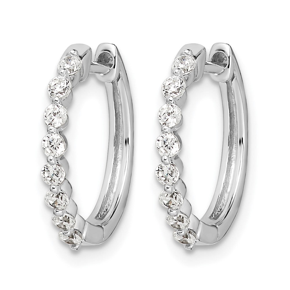 10K White Gold Diamond Hinged Hoop Earrings