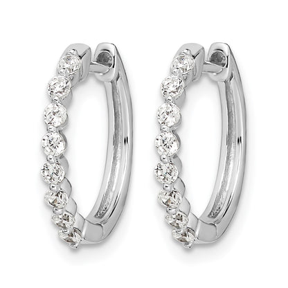 10K White Gold Diamond Hinged Hoop Earrings