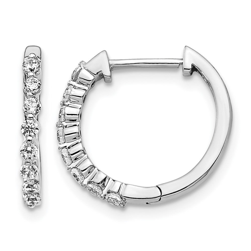 10K White Gold Diamond Hinged Hoop Earrings