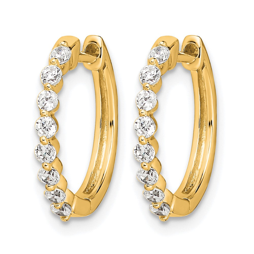 10K Yellow Gold Diamond Hinged Hoop Earrings