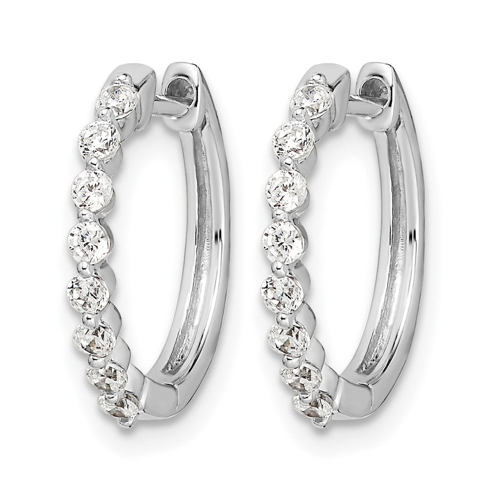 14k White Gold 1/3 Ct. Lab Grown Diamond VS/SI+ G+ Hinged Hoop Earrings