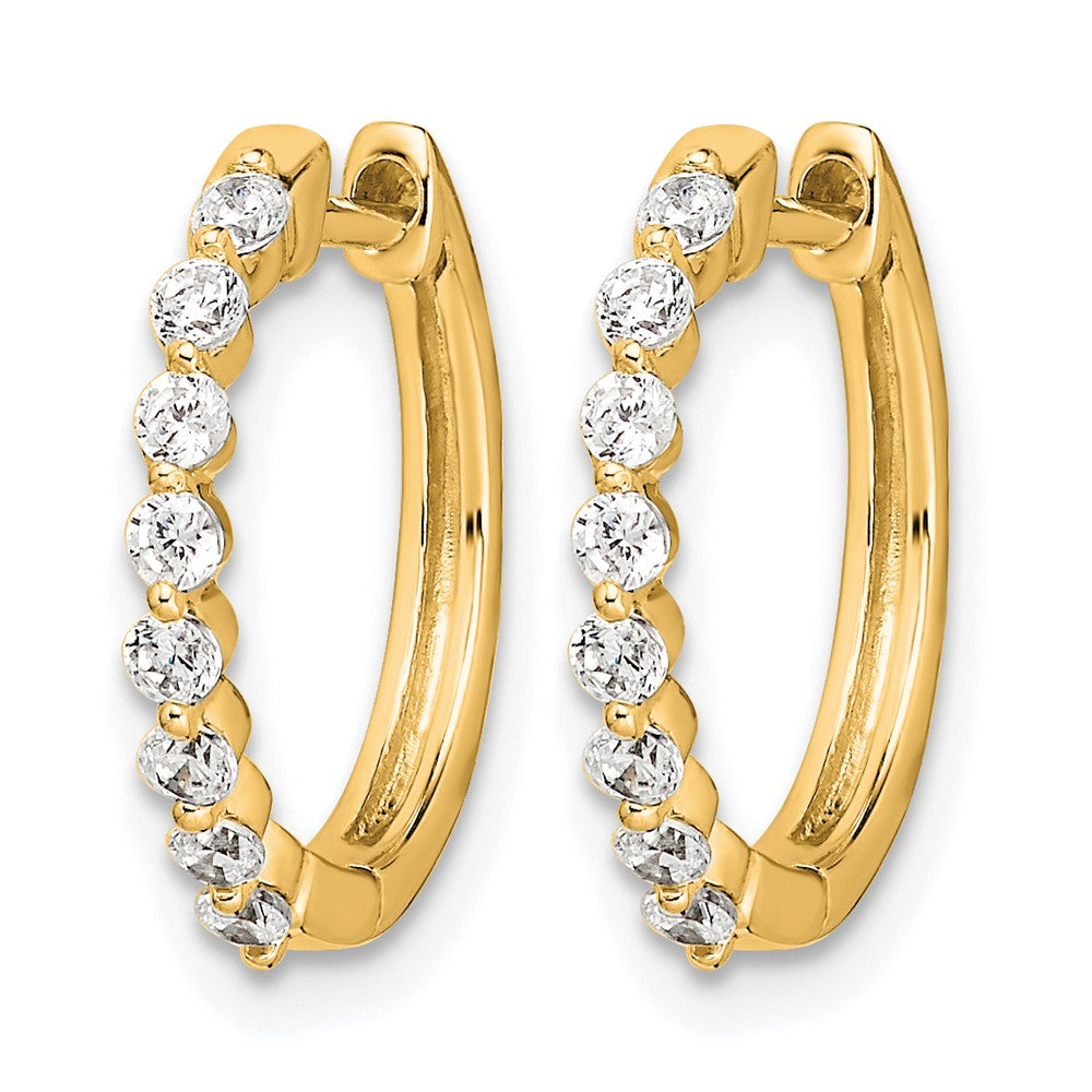 14k Yellow Gold 1/3 Ct. Lab Grown Diamond VS/SI+ G+ Hinged Hoop Earrings