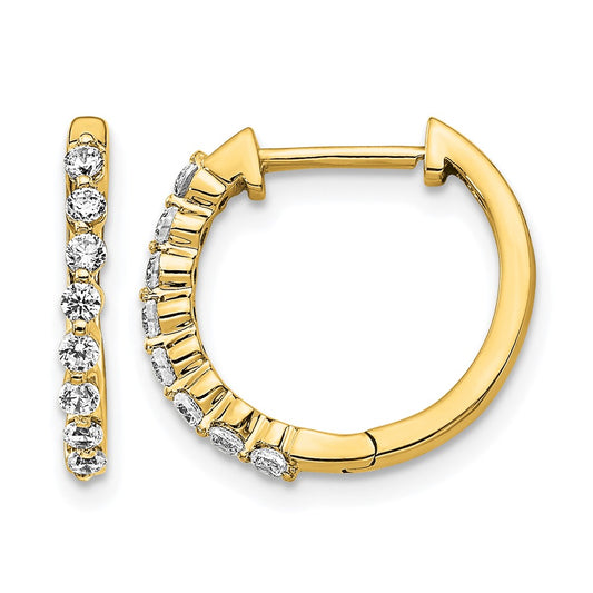 14k Yellow Gold 1/3 Ct. Lab Grown Diamond VS/SI+ G+ Hinged Hoop Earrings