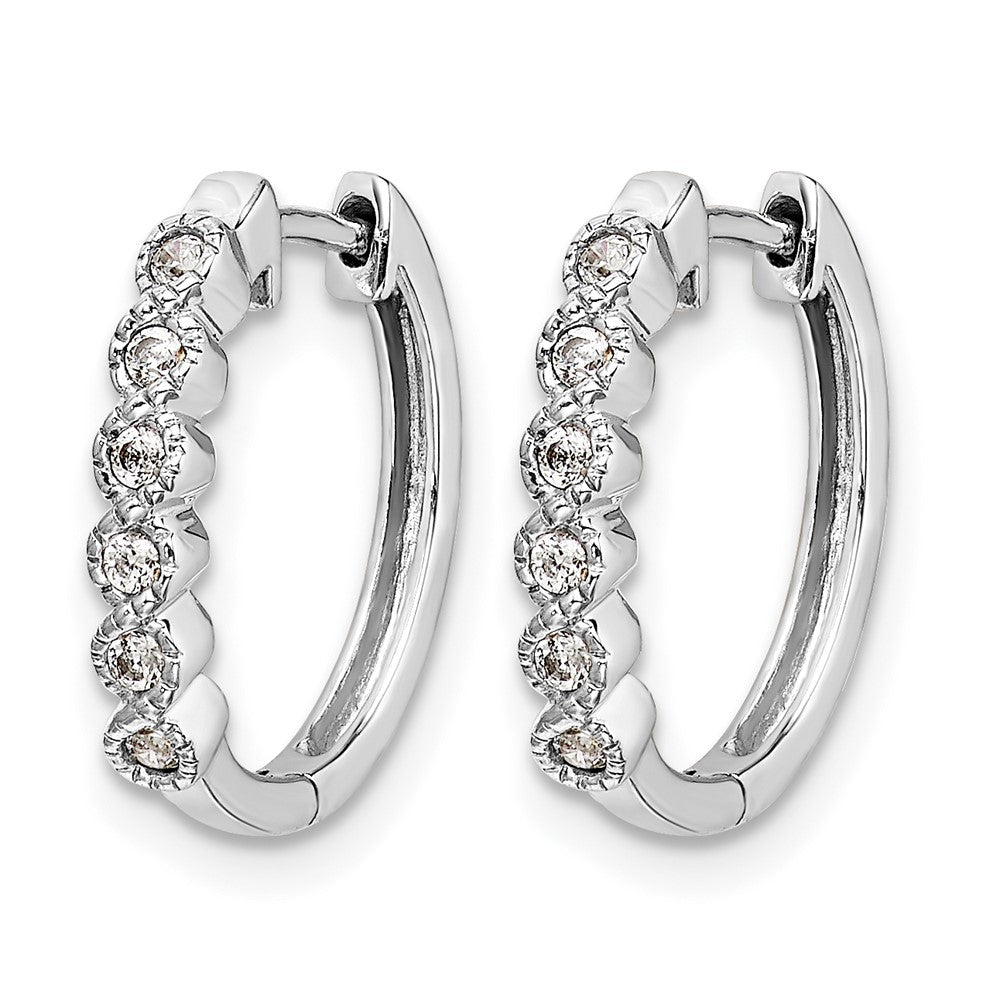10K White Gold Diamond Hinged Hoop Earrings