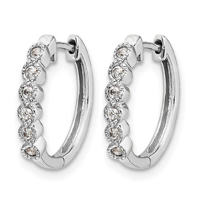 10K White Gold Diamond Hinged Hoop Earrings