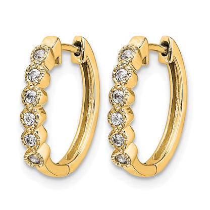 10K Yellow Gold Diamond Hinged Hoop Earrings