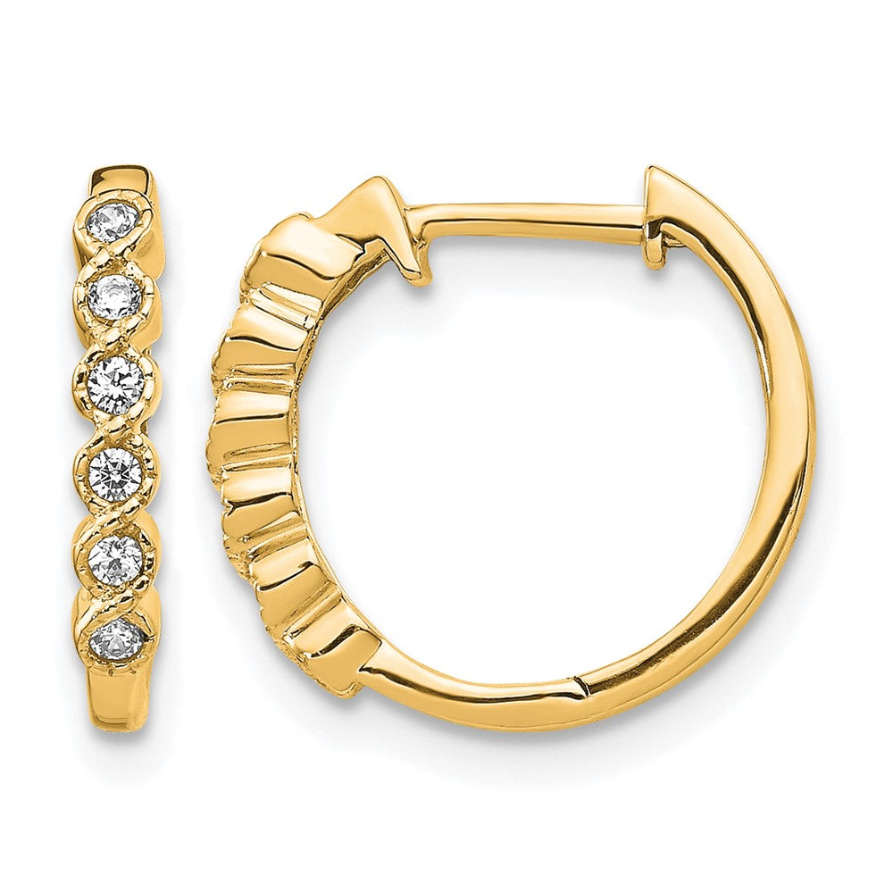 10K Yellow Gold Diamond Hinged Hoop Earrings