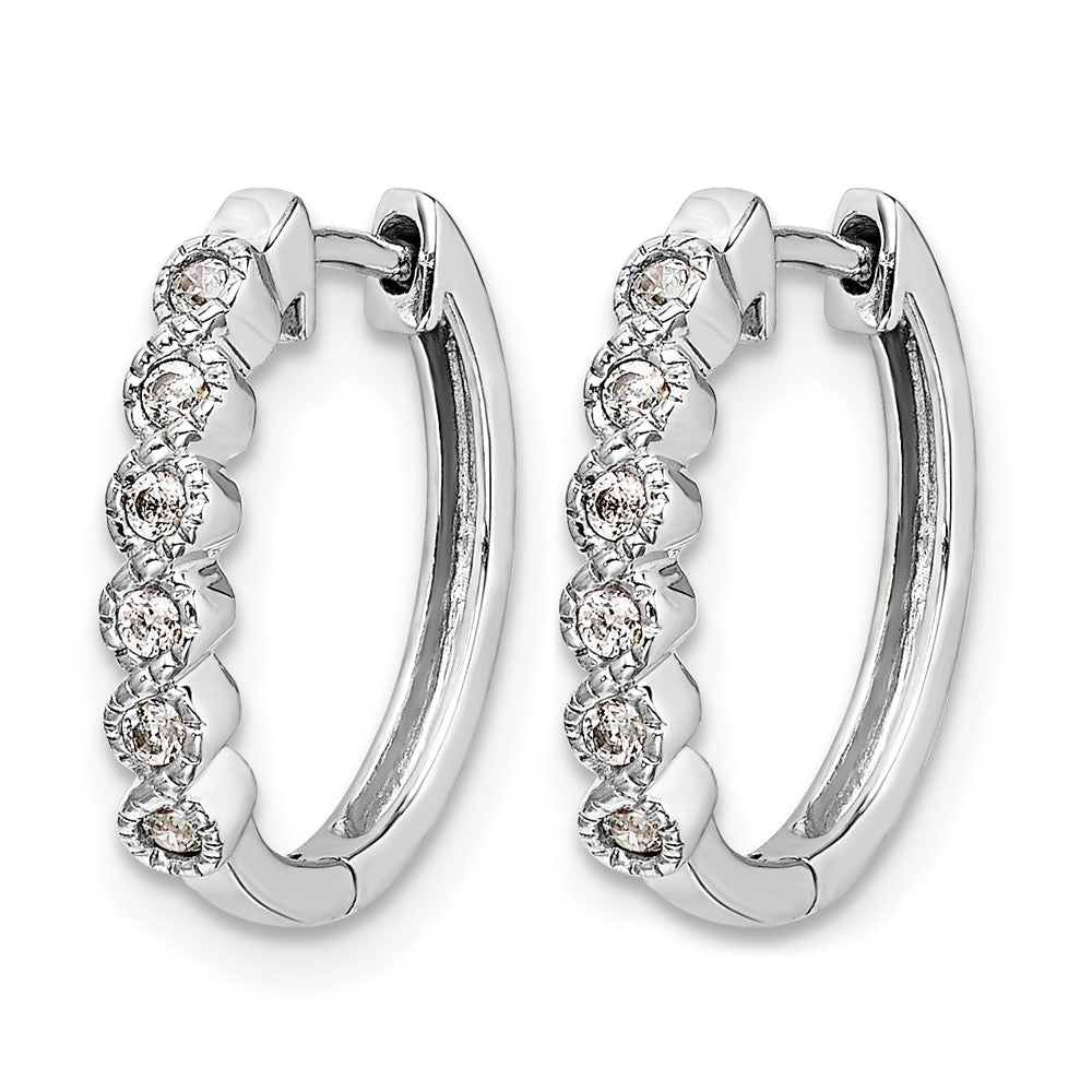 14k White Gold 1/8 Ct. Lab Grown Diamond VS/SI+ G+ Hinged Hoop Earrings
