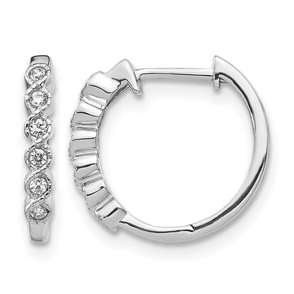 14k White Gold 1/8 Ct. Lab Grown Diamond VS/SI+ G+ Hinged Hoop Earrings