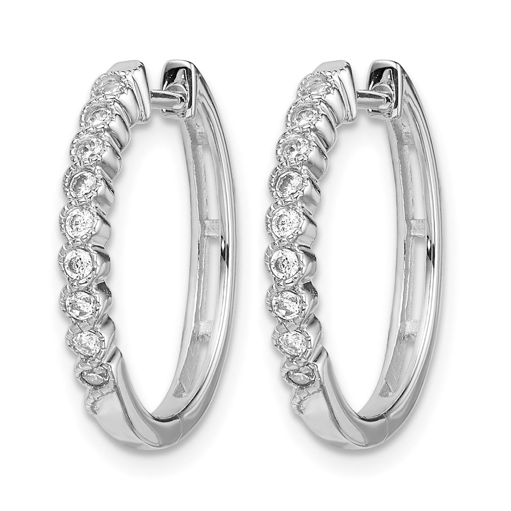 14k White Gold 1/4 Ct. Lab Grown Diamond VS/SI+ G+ Hinged Hoop Earrings