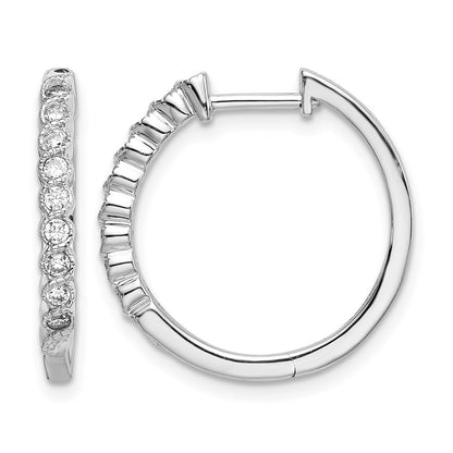 14k White Gold 1/4 Ct. Lab Grown Diamond VS/SI+ G+ Hinged Hoop Earrings