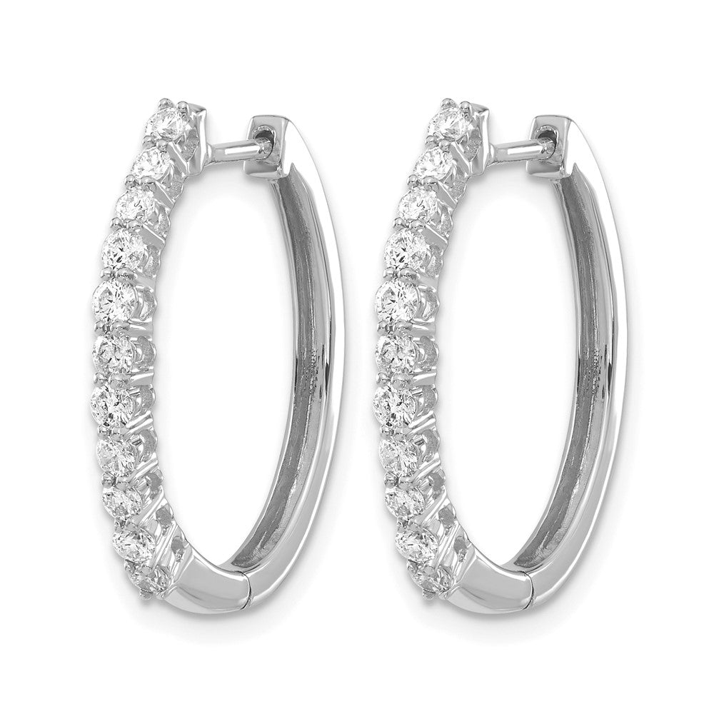 14k White Gold 3/4 Ct. Lab Grown Diamond VS/SI+ G+ Hinged Hoop Earrings