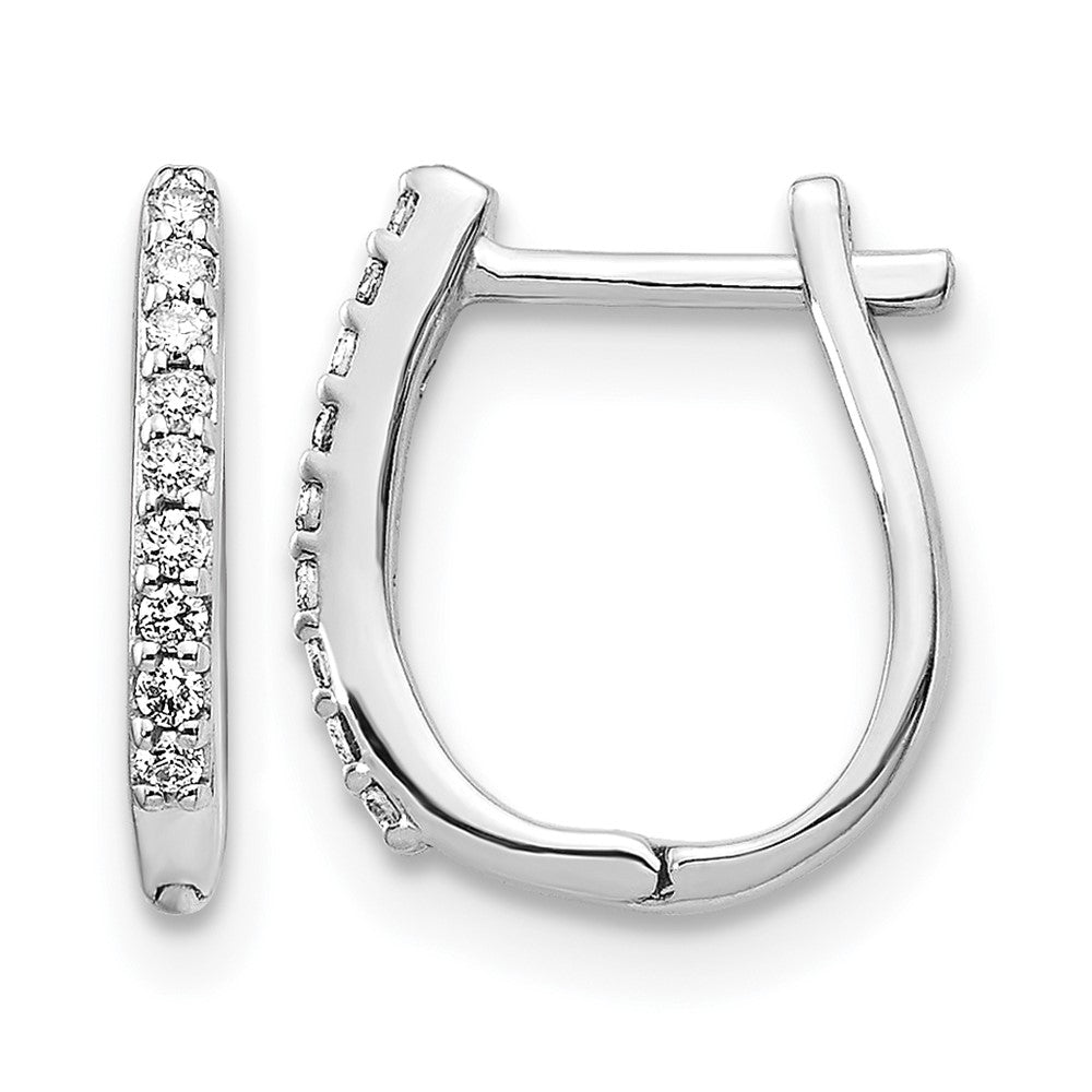 14k White Gold 1/10 Ct. Lab Grown Diamond VS/SI+ G+ Complete Hinged Hoop Earrings