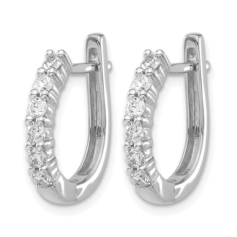 14k White Gold 3/4 Ct. Lab Grown Diamond VS/SI+ G+ Hinged Hoop Earrings
