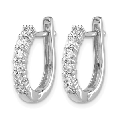 14k White Gold 3/4 Ct. Lab Grown Diamond VS/SI+ G+ Hinged Hoop Earrings