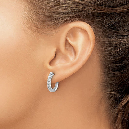 14k White Gold 3/4 Ct. Lab Grown Diamond VS/SI+ G+ Hinged Hoop Earrings