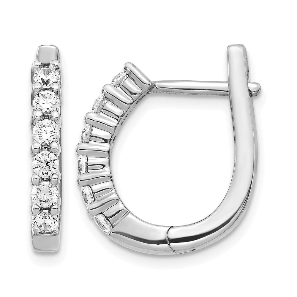 14k White Gold 3/4 Ct. Lab Grown Diamond VS/SI+ G+ Hinged Hoop Earrings