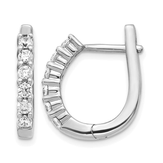 14k White Gold 3/4 Ct. Lab Grown Diamond VS/SI+ G+ Hinged Hoop Earrings