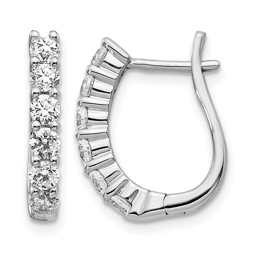14k White Gold 10 Ct. Lab Grown Diamond VS/SI+ G+ Hinged Hoop Earrings