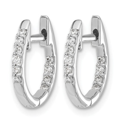 10K White Gold In/Out Diamond Hinged Hoop Earrings