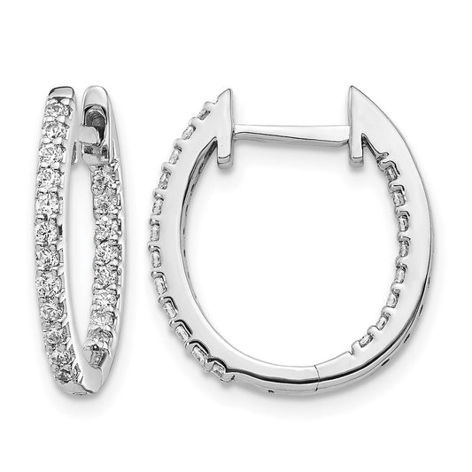 14k White Gold 1/2 Ct. Lab Grown Diamond VS/SI+ G+ In and Out Hinged Hoop Earrings