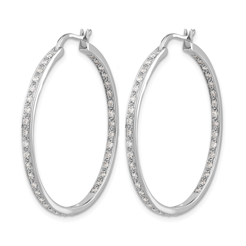 14k White Gold 5/8 Ct. Lab Grown Diamond VS/SI+ G+ In and Out Hoop Earrings