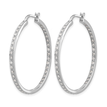 14k White Gold 5/8 Ct. Lab Grown Diamond VS/SI+ G+ In and Out Hoop Earrings
