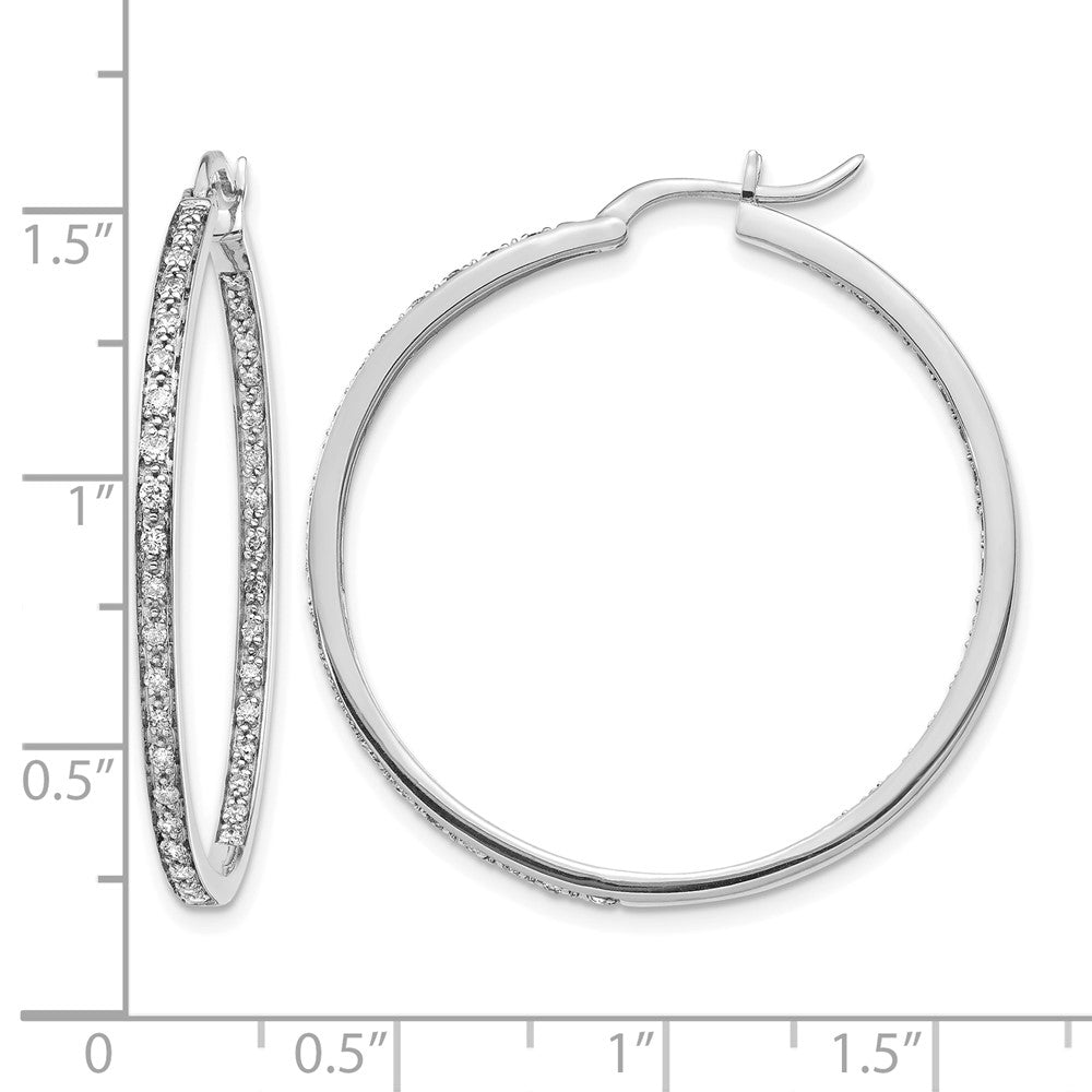 14k White Gold 5/8 Ct. Lab Grown Diamond VS/SI+ G+ In and Out Hoop Earrings
