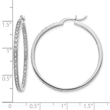14k White Gold 5/8 Ct. Lab Grown Diamond VS/SI+ G+ In and Out Hoop Earrings